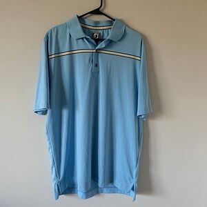 FootJoy Athletic Fit Golf Polo Shirt Mens Large Blue Striped Short Sleeve FJ